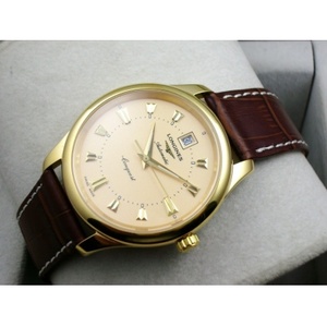 Swiss watches Longines LONGINES classic retro series leather strap gold case automatic mechanical men's watch men's watch gold face gold scale