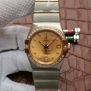 Omega Constellation Series 123.20.35 Automatisch mechanisch horloge met gouden gezicht