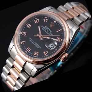 Swiss Rolex Watch 18K Rose Gold Automatic Mechanical Black Face Men's Watch Oyster Perpetual Series 116201 Swiss Movement