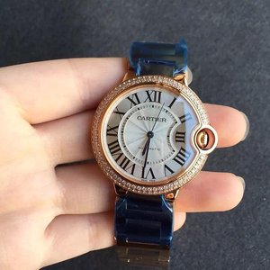 v6 fabriek replica Cartier blauwe ballon dames mechanische horloge