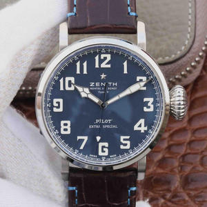 XF fabriek Zenith pilot c738 blauwe oppervlak mannen mechanische horloge.