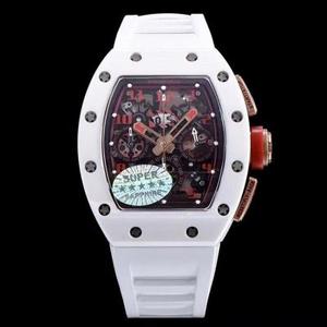 KV Taiwan fabriek Richard Mille RM-011 wit keramiek limited edition high-end kwaliteit heren mechanisch horloge.