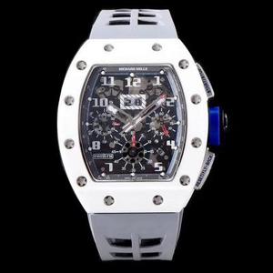 KV Taiwan fabriek nieuwe producten komen sterk Richard Mille RM-011 wit keramiek limited edition heren high-end kwaliteit mechanisch horloge.