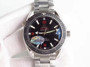 New MKS Omega Planet Ocean 600m 42mm Series Watch Automatic Mechanical Movement Stainless Steel Strap Men