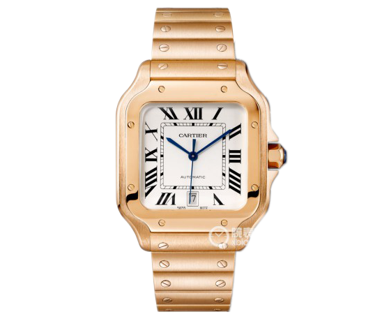 BV Cartier New Santos (Women's Medium) Case: 316 Material Dial 18K Gold Watch - Klik op de afbeelding om het venster te sluiten