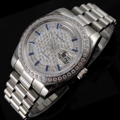 Swiss watch Rolex Rolex Gypsophila Men's Watch Steel Belt Diamond White Face Dual Calendar Automatic Men's Watch Sapphire - Klik op de afbeelding om het venster te sluiten