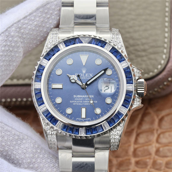 GS Rolex SUB Submariner rear diamond customized version! It is the fusion of luxury sparkle and never fade, and it is the best choice for classic trends! Men's mechanical watch - Klik op de afbeelding om het venster te sluiten