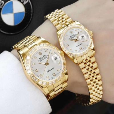 Rolex Datejust Series Couple Pair Watch Full Gold Couple Pair Watch Diamond Men's and Women's Mechanical Watch (Unit Price) - Klik op de afbeelding om het venster te sluiten