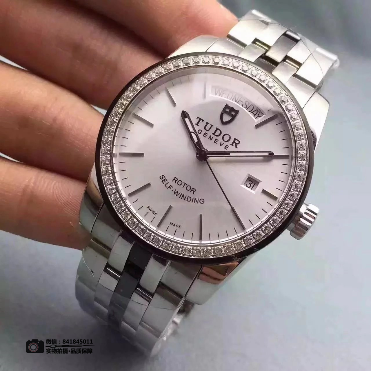 Boutique-Tudor Tudor? Jun Jue series men's mechanical watch white face diamond - Klik op de afbeelding om het venster te sluiten