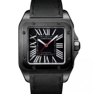 RB Cartier Santos Black Knight WSSA0006 Den sterkeste replika Santos klokken på markedet Nylonrem