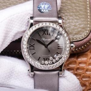 YF Chopard Happy Diamond 278559-3003 klokke, diamantbelagt damemekanisk klokke, silkebånd