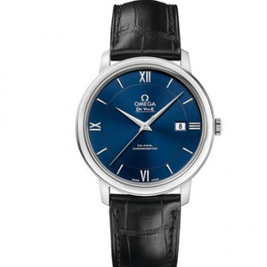 MKS Factory Omega De ville Series 424.13.40.20.03.001 Men's Mechanical Belt Watch Blue Surface