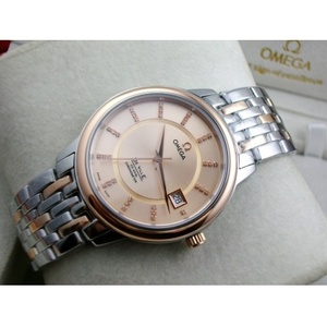 Swiss Omega Diefei 18K Rose Gold Automatic Mechanical Transparent Gold Dial Diamond Index Men's Watch Men's Watch