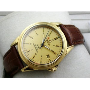 Swiss Omega Diefei mechanical belt men's watch 18K gold four-hand men's mechanical watch gold face