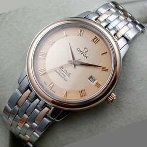 Swiss Omega OMEGA 18K Rose Gold Watch Automatic Mechanical Back Men's Watch Gold Face Number Swiss Original Movement