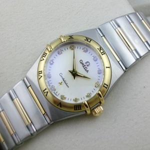 Swiss Omega OMEGA Constellation Series Quartz 18K Gold Two-Hand Ladies Watch Swiss ETA Movement Grain Ladies Watch