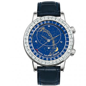 Boutique V2 oppgradert versjon Patek Philippe Starry Sky Super Complication Chronograph Series 6104G-001 Pearl Tuo Sun Moon Star