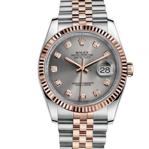 N Factory Rolex Datejust 36mm Rose Gold 14k Gold Covered Neutral Mechanical Watch Grey Surface