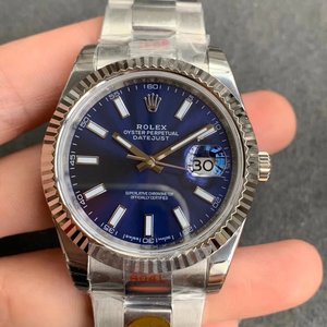 N factory replica Rolex Datejust 904 steel version men's automatic mechanical watch (blue face) with three beads