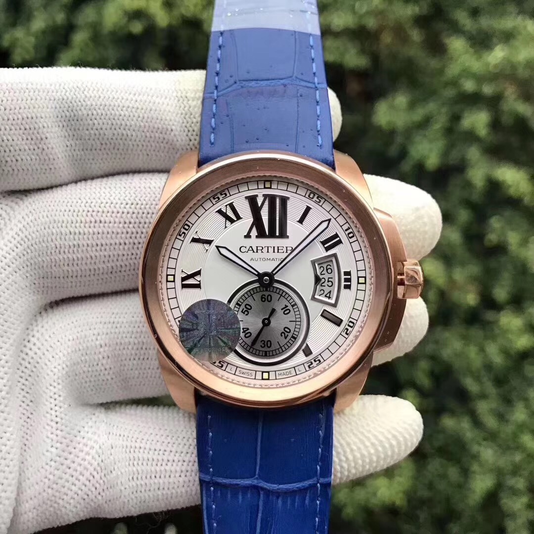 JF Factory Cartier Caliber Series Classic Rose Gold Men's Mechanical Watch - Trykk på bildet for å lukke