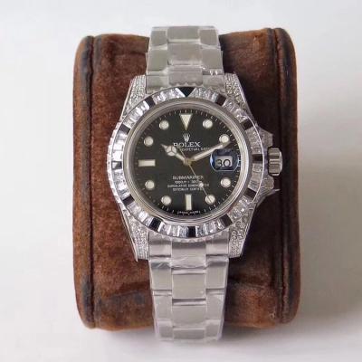 GS luxury masterpiece Rolex SUB Submariner rear diamond customized version! It is the fusion of luxury sparkle and non-fading, and it is the best choice for classic trends! - Trykk på bildet for å lukke