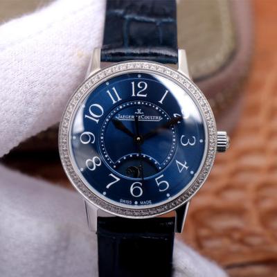 MG-fabrikken Jaeger-LeCoultre datingserie, automatisk mekanisk armbåndsur for damer (blå plate) med diamanter - Trykk på bildet for å lukke