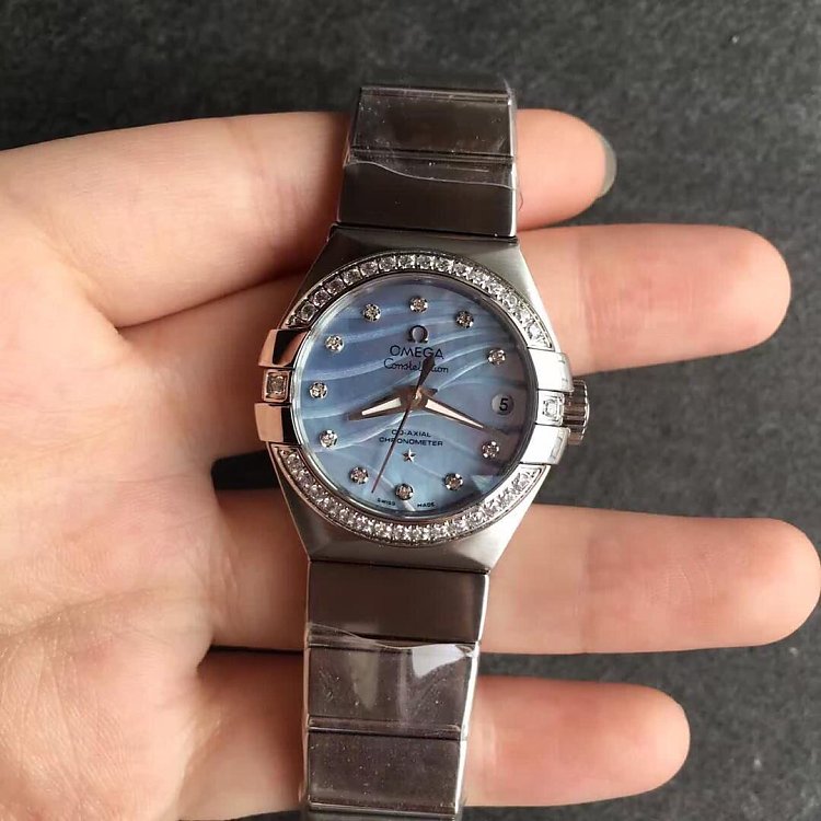 V6 Factory Omega Constellation Fritillary Blue Face Ladies Mechanical Watch - Trykk på bildet for å lukke