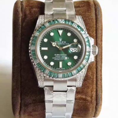 Rolex Green Ghost 904L Edition Men's Watch Produced by N Factory, a pair of steel belt and a pair of crocodile leather - Trykk på bildet for å lukke