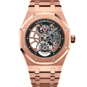 réplica Audemars Piguet Royal Oak 26518OR.OO.1220OR.01 verdadeiro turbilhão relógio masculino V2 versão atualizada em ouro rosa 18k.
