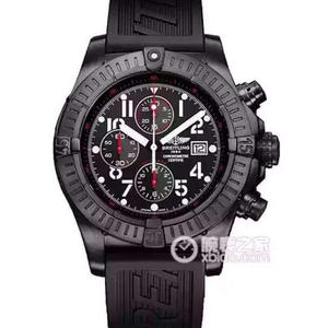 Breitling Avenger Série Black Steel Case Preto Dial Borracha Strap Men's Close Bottom Mechanical Watch