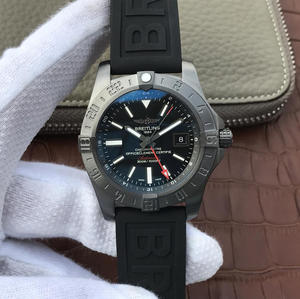GF Breitling Avenger II World Time Watch (Vingador II GMT) rosto preto quatro mãos