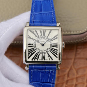 Z6 Franck Muller Master Square senhoras da série Watch cinto azul relógio original suíço Lambda quartzo movimento.