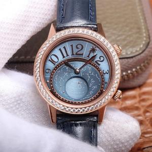 CC Jaeger LeCoultre dating série lua phase watch 3523490/3522420/352248 ladies mechanical watch, diamond-set rose gold