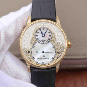 Jaquet Droz Série de segunda mão J014013226 relógio masculino em ouro 18k gypsophila incrustado de diamantes.