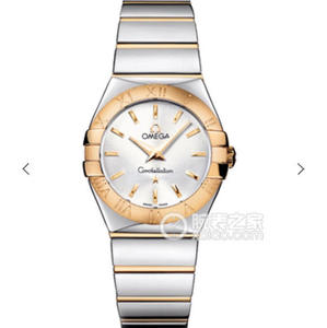 V6 Omega Constellation Series Ladies Quartz Watch 27mm One-to-One Gravado Genuíno 18K Gold Bar