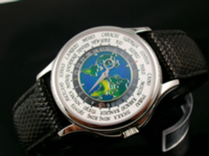 Patek Philippe Men's Watch World Time Blue Surface Map Automatic Mechanical Through Bottom Men's Watch (Superfície Negra)