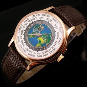 Swiss watch Patek Philippe men's watch world time 18K rose gold world map automatic mechanical transparent men's watch