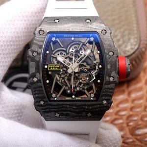 ZF Richard Mille RM035 relógio mecânico masculino, fibra de carbono, fita branca