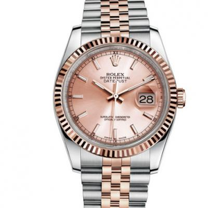 N réplica de fábrica Rolex 116231-0062 Datejust 36 mm 14k bolsa de relógio unissex em ouro rosa.