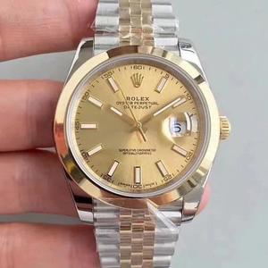 N Factory Rolex Datejust 41 MM New Edition Folding Buckle Gold Noodle Ding Men's Watch Mechanical (modelos folheados a ouro).