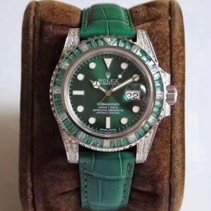N fábrica produziu Rolex verde Ghost versão 904L do relógio masculino, um par de cinto de aço e um par de couro de crocodilo.