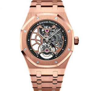 реплика Audemars Piguet Royal Oak 26518OR. OO.1220OR.01 истинные турбийон мужские часы V2 обновленная версия 18k розовое золото.