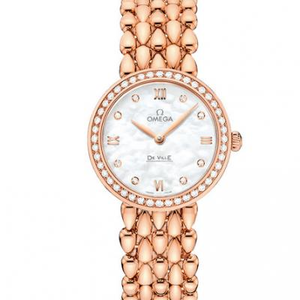 Omega DeVille капли воды серии 424.55.27.60.55.004 женские кварцевые женские часы из розового золота с бриллиантами.