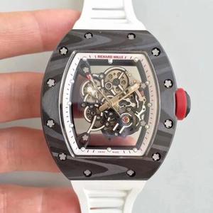 KV Тайваньский завод последний шедевр! Richard Mille RM055 белый каучуковый ремешок новый чистый белый каучуковый ремешок.
