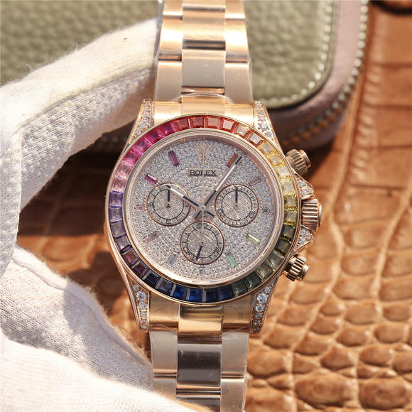 OW Rolex Cosmograph Rainbow Daytona Watch Original Reissue Men's Watch Stainless Steel Strap Automatic Mechanical Movement - Click Image to Close