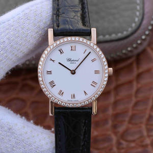 MG Chopard CLASSIC-serien 127387-5001 damer steg guld diamant utgåva kvarts rörelse damer klocka (kan utrustas med svarta och bruna bälten)