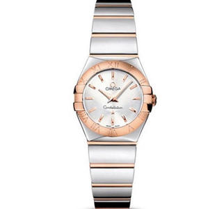 V6 Omega Constellation Series Ladies Quartz Watch 27mm One to One Engraved Genuine Rose Gold Bar Scale